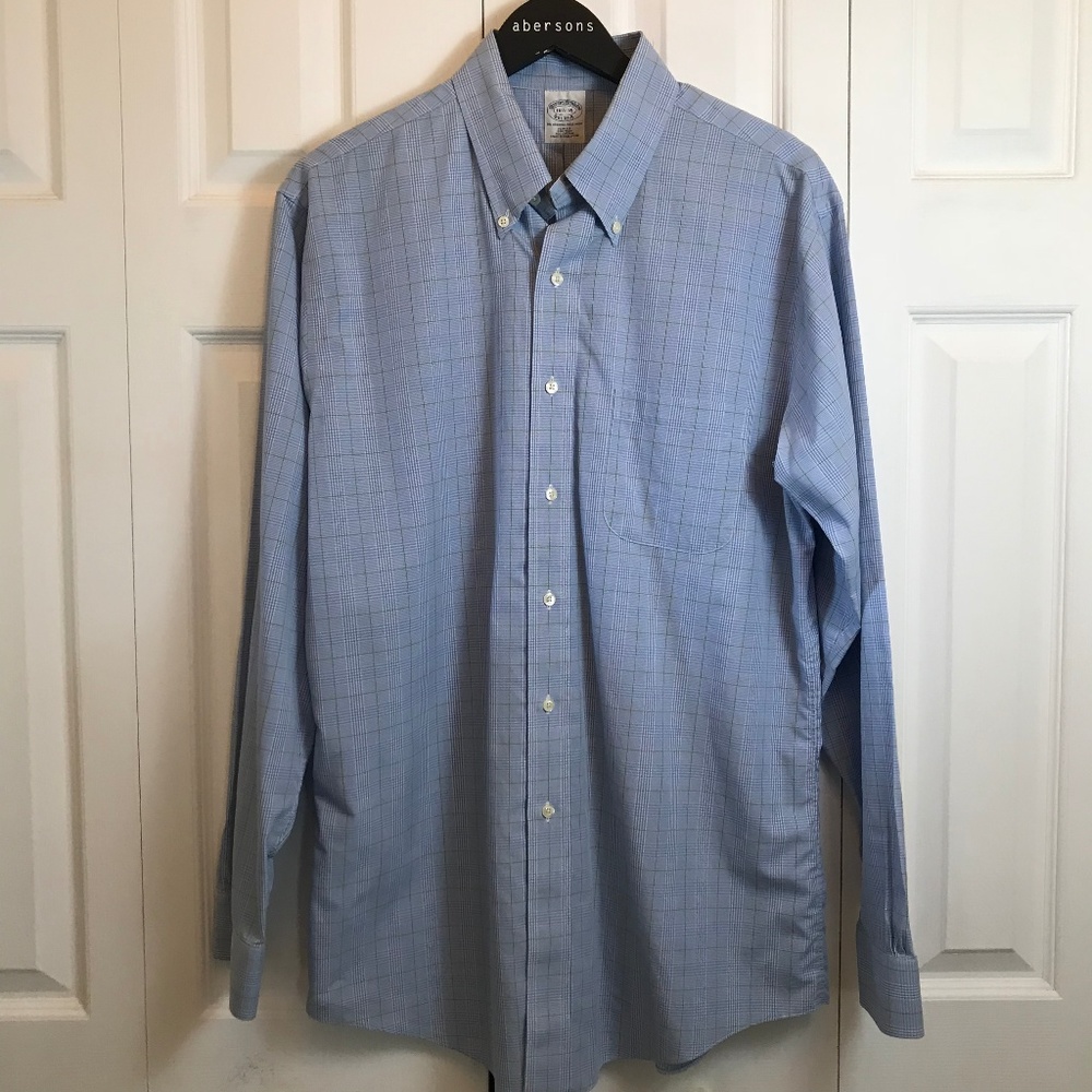 Brooks Brothers Blue Plaid Button Down Shirt 16.5
